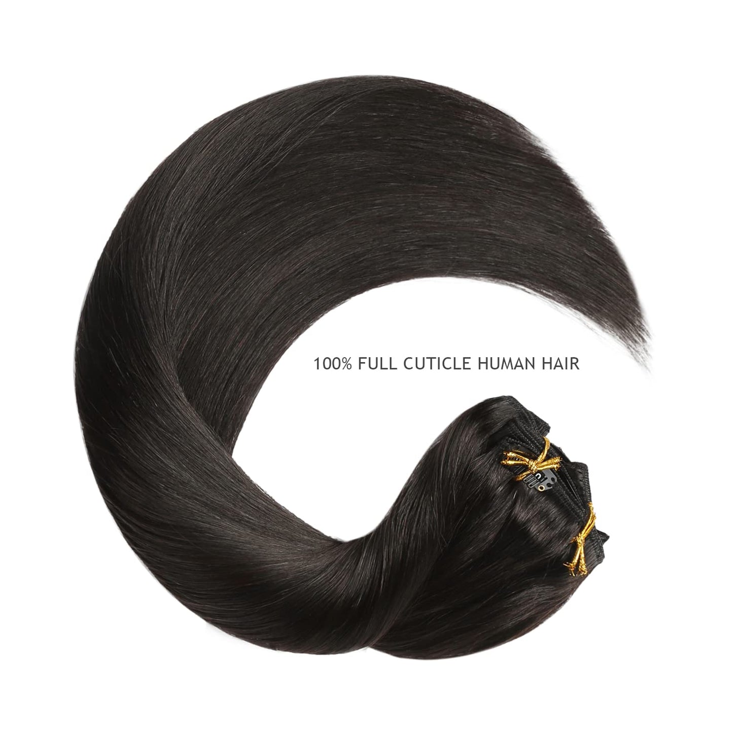 YILITE Clip in Hair Extensions Real Human Hair 8Pcs/Pack 120g Double Weft Invisible Off Black Straight Silky Hair Clip in Human