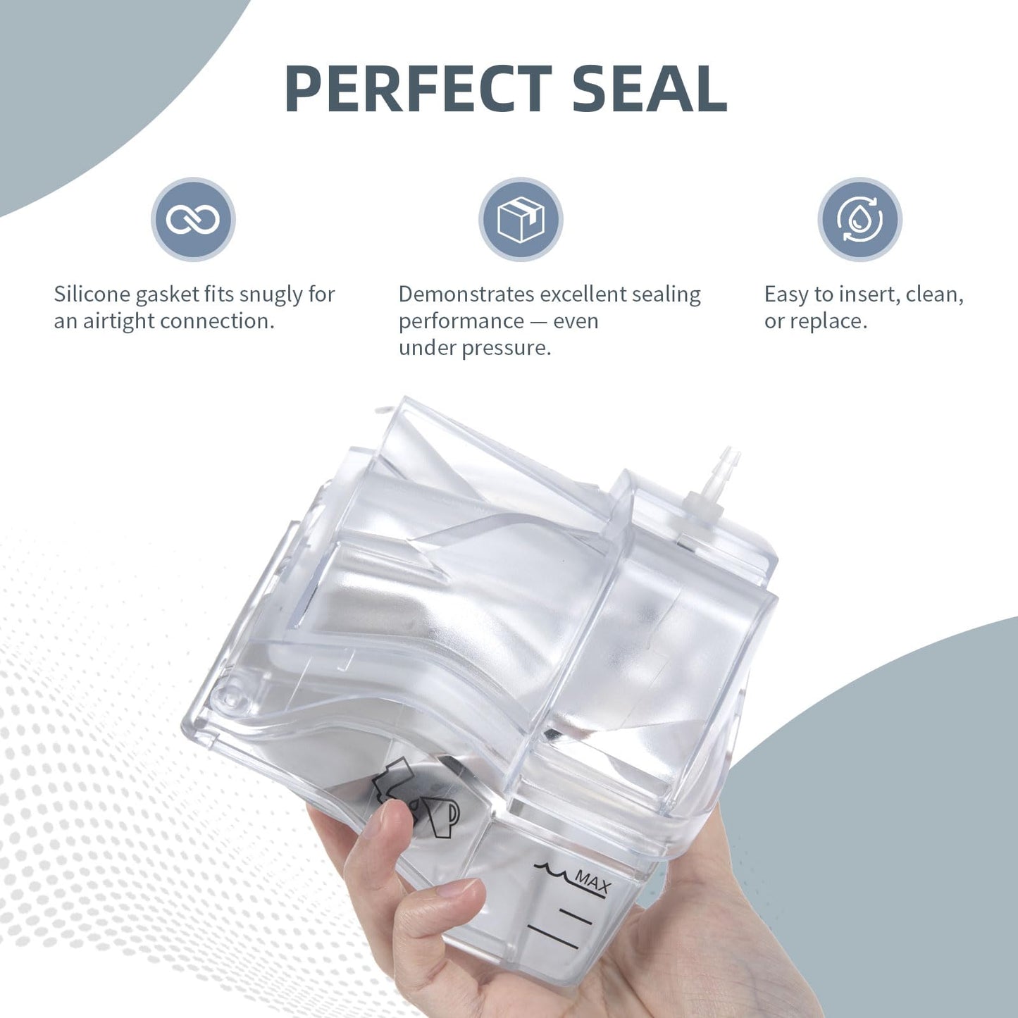 Replacement Tubing Adapter for AirSense 10 & AirCurve 10, with Silicone Gasket & 5 ft Silicone Tubing, Compatible with Cleaner and Sanitizer Machines, FSA/HSA Eligible