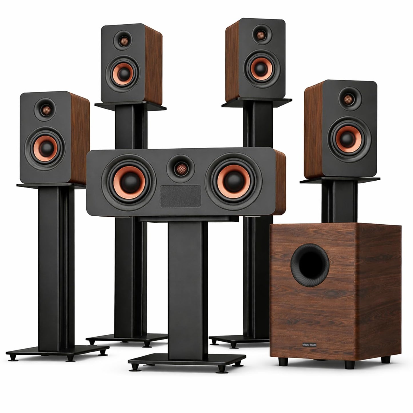 True 5.1.4 Hi-Fi Surround Sound System with Dolby Atmos, 900W Home Theater Sound Bar for Smart TV, Center Channel Speaker with 4 Surrounds, 25Hz Subwoofer, Hi-Fi Grade Crossover, Soundbar eARC, BT 5.4
