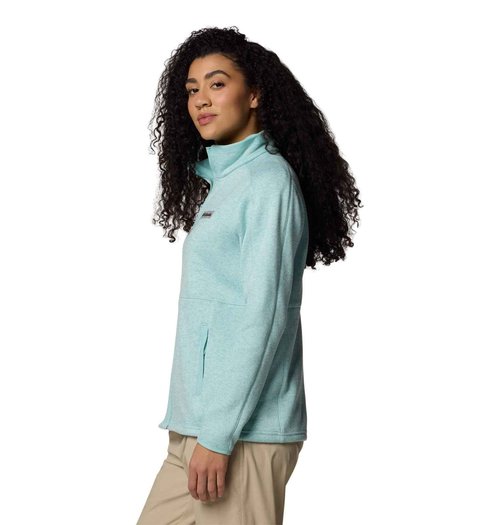 Columbia Women's Sweater Weather Full Zip II, Snowdrift/Blue Hint Heather, XX-Large