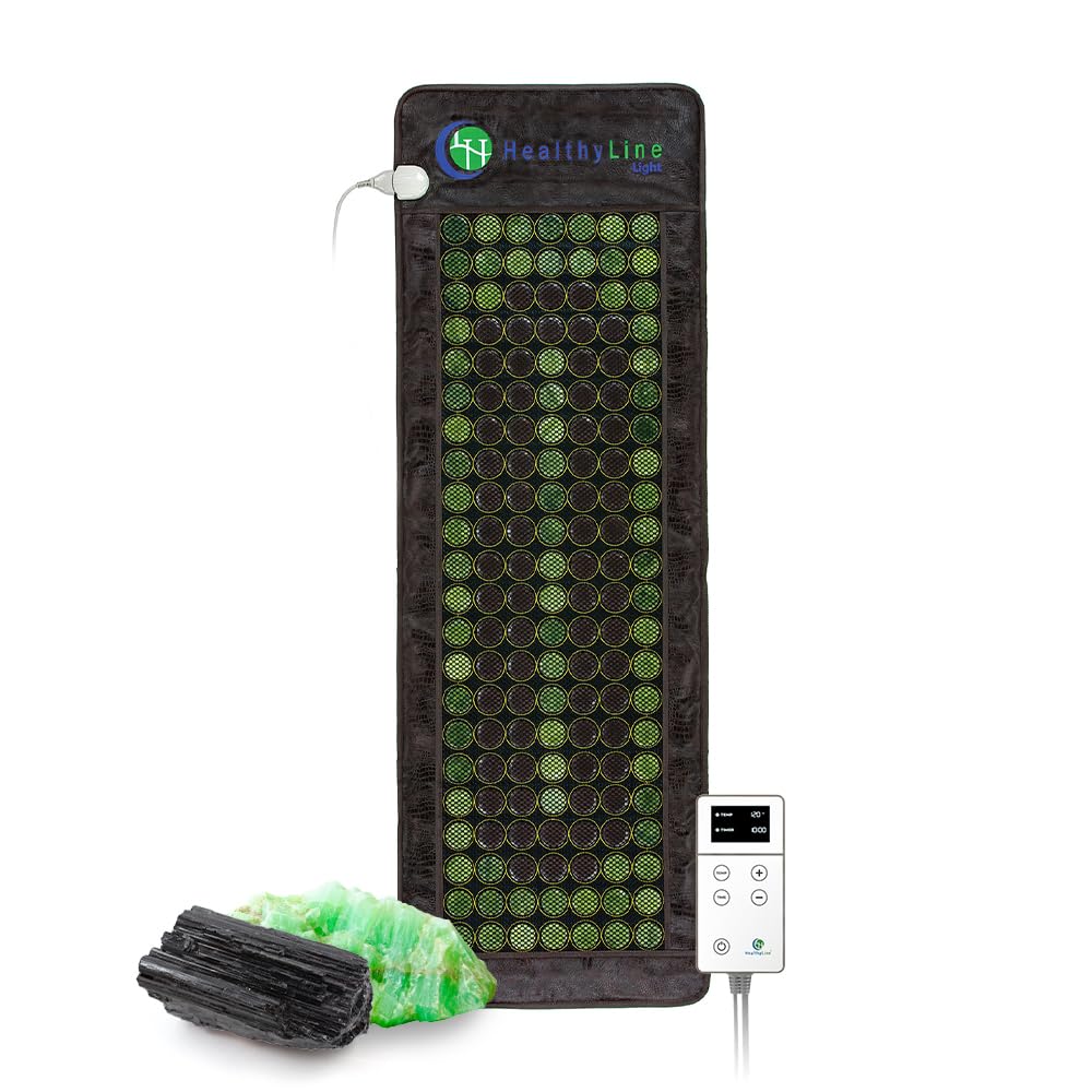 Far Infrared Heating Pad for Back, Neck, Shoulder & Muscle Pain Relief - Weighted Electric Mat with Jade & Tourmaline Stones, Grounding - by HealthyLine – Full Body Large Size 72 x 24 in