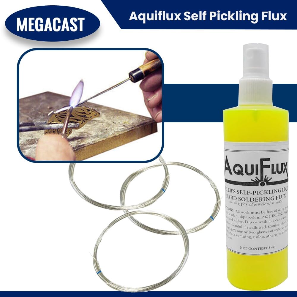 Aquiflux Self Pickling Flux for Precious Metals Gold Silver Jewelry and Hard Soldering 8 Oz Megacast (275 ml)