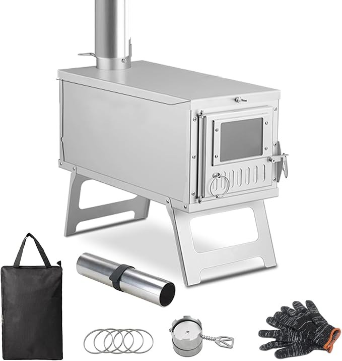 Yesinaly Ultralight Camping Stove Portable Wood Burning Stove for Tent, Camping, Outdoor Cooking, Hunting, Ice Fishing, 1...