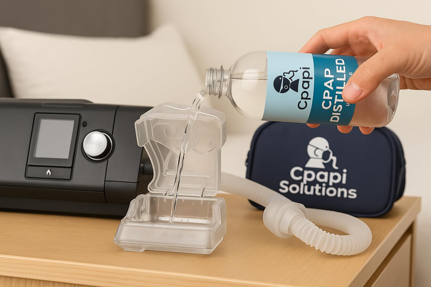 CPAPi Solutions Distilled Water CPAP – 6-Pack Travel Bottles (20 oz) – Steam Purified, Ozonated & Filtered – Made in USA – For All CPAP Machines & Humidifiers
