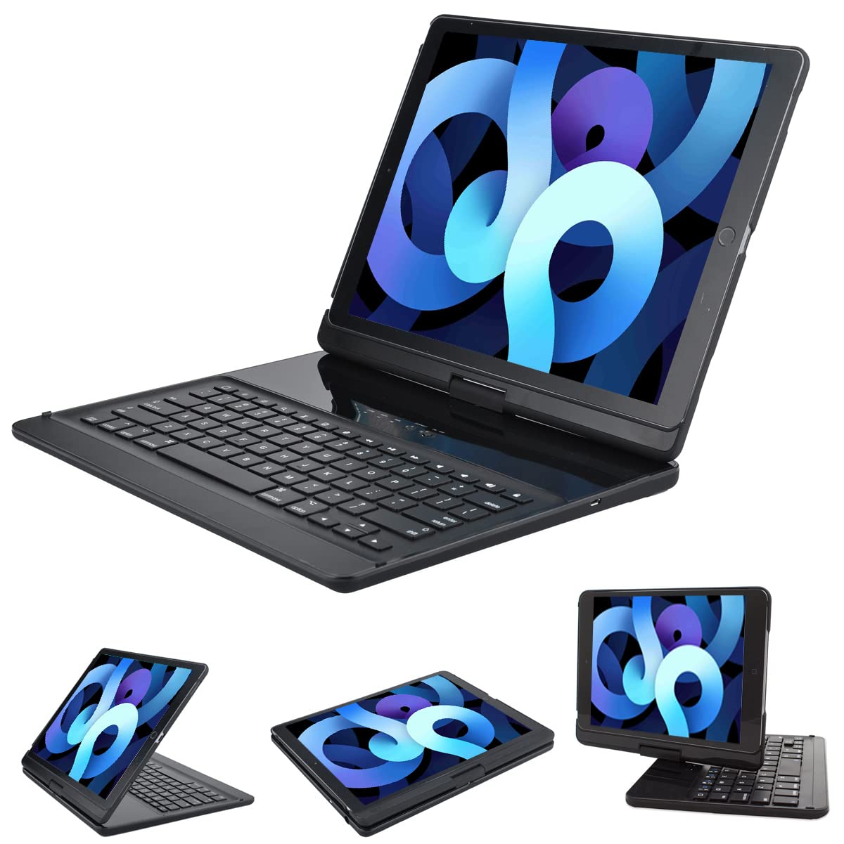 LENRICH iPad pro 12.9 case with Keyboard 2017 2nd 2015 1st Generation  360 Rotatable Wireless Folio 180 Swivel Stand Hard Cover Auto Sleep Wake up-New