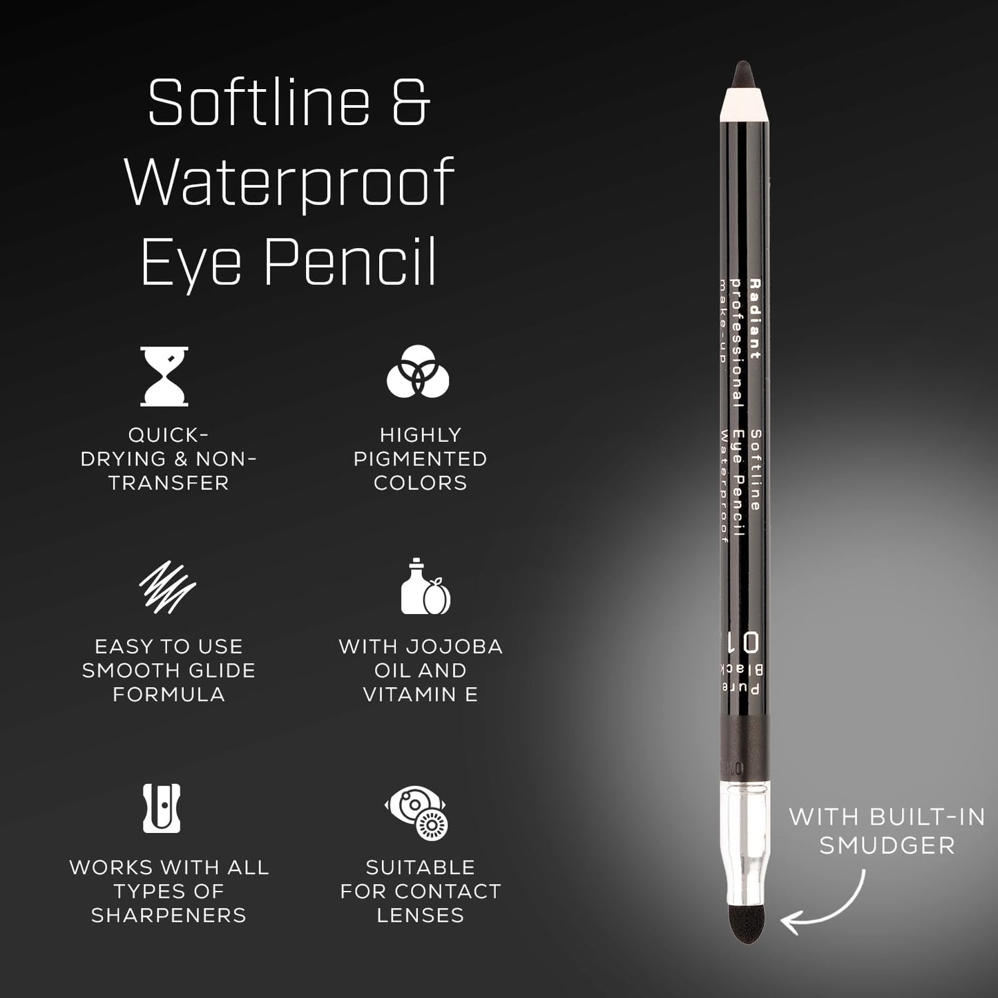 Radiant Professional Waterproof Eyeliner Pencil - Eyeliner Waterproof Smudge Proof for Woman - Long Lasting Under Eye Pencil for Smoky Eye - Soft Waterline Eye liner Smudger Tool, Purple (22)