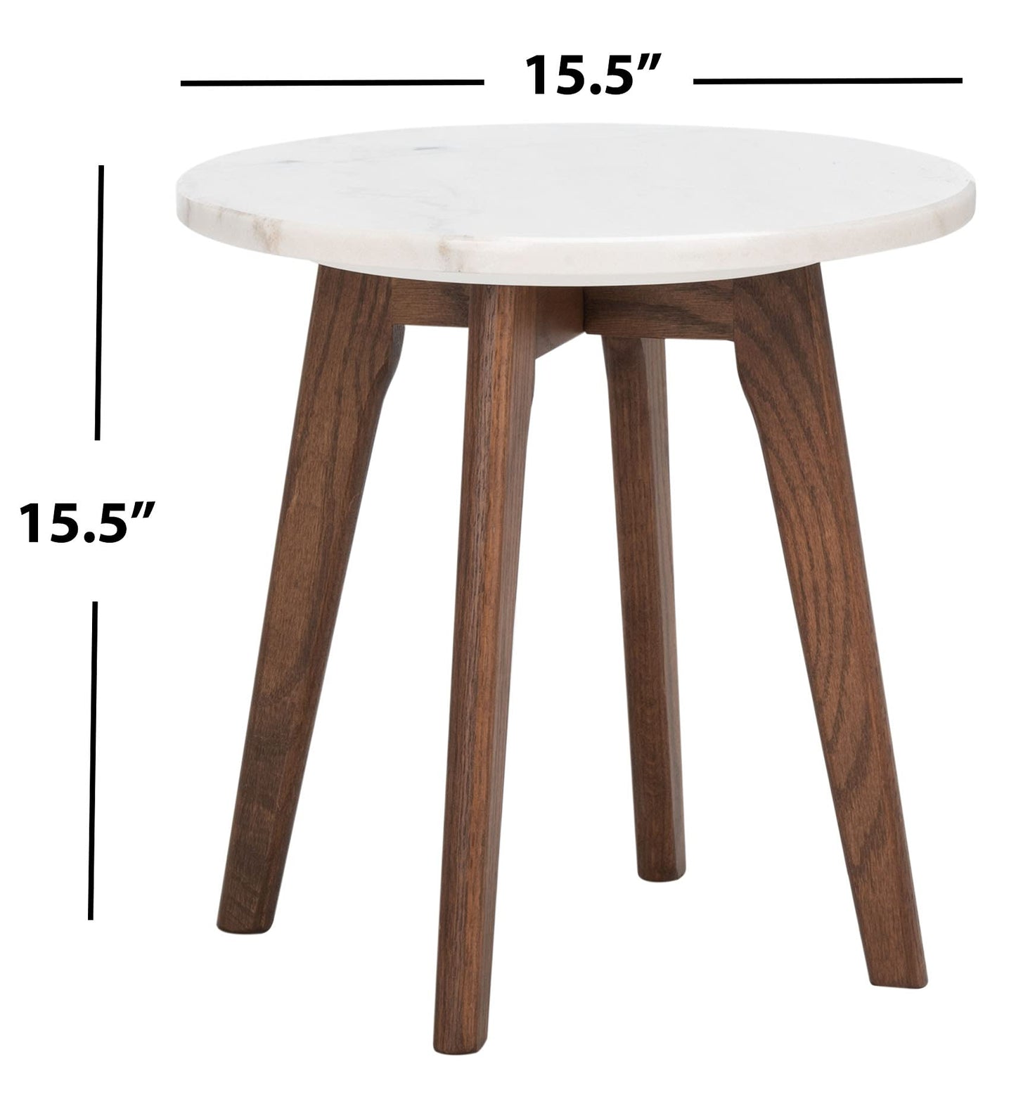 SAFAVIEH Home Collection Marini Marble/Walnut Round Top Accent End Table