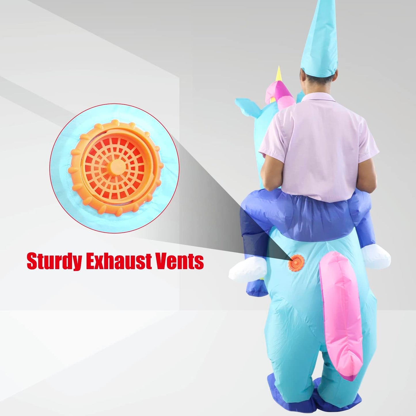 HZGDEJTG Riding Unicorn Inflatable Suit Blue Adult Style, Best Decoration for Party, Gathering, Holiday Celebration, Halloween and other festivals