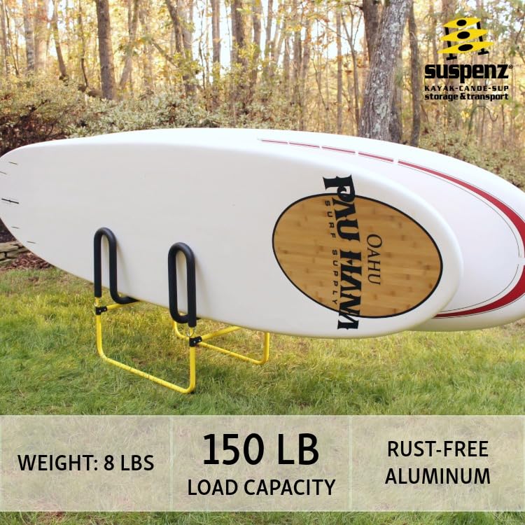 Suspenz Stand Up Paddle Board Surfboard Transport Cart & Stand, Double Trouble Carrier/Trolley Converts to a Stand for 2 S...