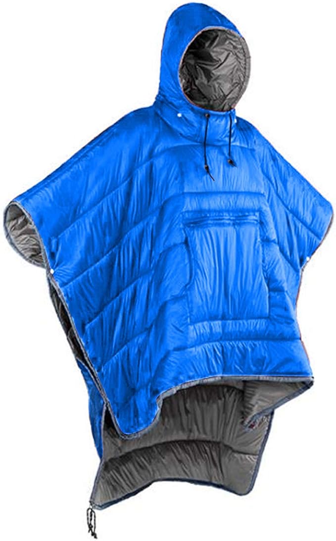 Gaorui Winter Poncho Coat Outdoor Camping Warmth Small Quilt Blanket Water-resisitant Sleeping Bag Cloak Cape with Hat for...