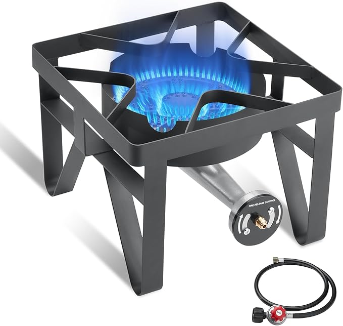 SKOK 200,000 BTUs High Pressure Single Burner Propane Camping Stove - Portable Outdoor Stove for Outdoor Cooking, Backyar...