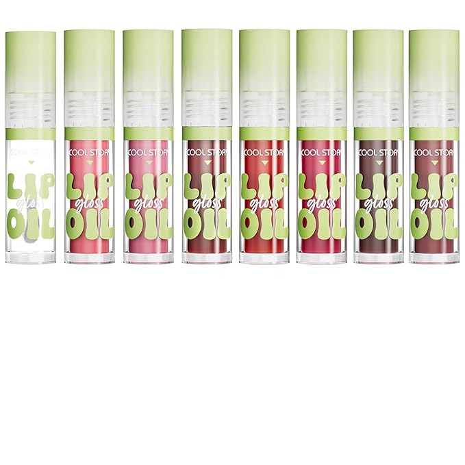 8 Pack Hydrating Glow Lip Oil Makeup Set for Women, Moisturizing Lip Gloss with Glow Finish, Long Lasting Nourishing Lip Care Fat Oil Lip Drip, Sweet Candy Scent (8 COLORS)