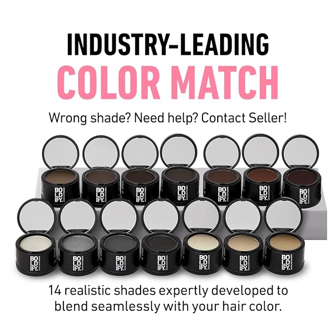 BOLDIFY Hairline Powder (LARGE, 10g) - Root Touch Up Hair Color for Gray Coverage - Bald Spot Concealing Hair Powder for Women & Men - 24-Hour Stain-Proof - Dark Auburn
