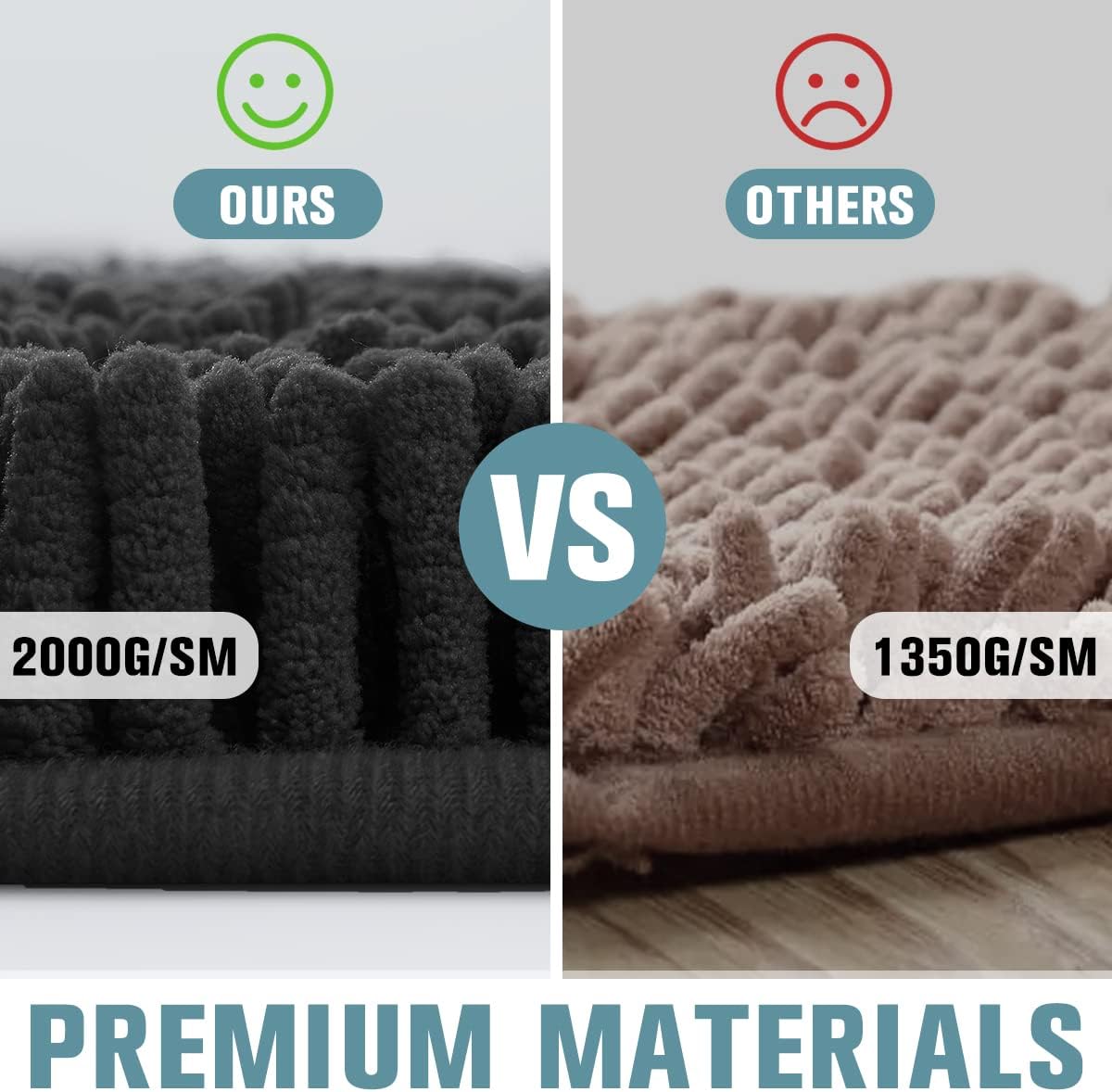 SONORO KATE Bathroom Rug,Non-Slip Bath Mat,Soft Cozy Shaggy Thick Bath Rugs for Bathroom,Plush Rugs for Bathtubs,Water Absorbent Rain Showers and Under The Sink (Black, 36" x 24" Plus 17" x 24")