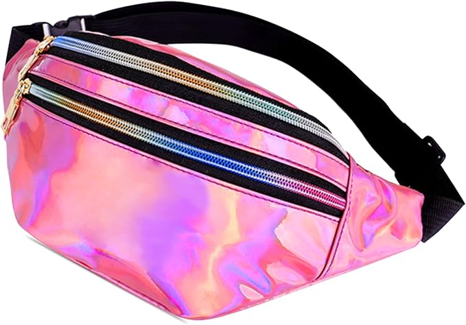 Fanny Pack For Women Holographic Crossbody Waist Bag Waterproof Waist Packs Adjustable Belt Laser Hip Bag Fashion Sports P...