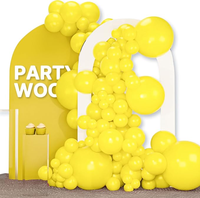 PartyWoo Yellow Balloons 120pcs Different Sizes of 18 12 10 5 Inch Matte Yellow Latex Balloon Arch Kit Garland for Easter ...