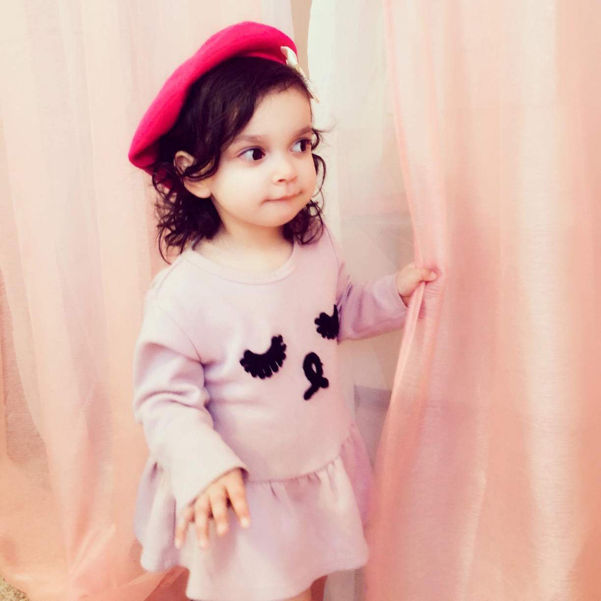 AWAYTR Kids Beret Hats for Girls - Artist French Beret for Toddler Little Girl (Rose red)
