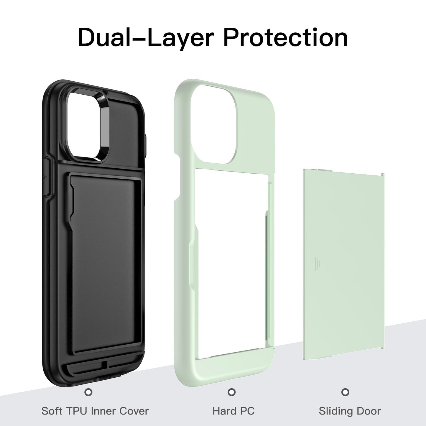 Jetech Wallet Case For Iphone 12/12 Pro 6.1-Inch With Card Holder, Dual Layer Shockproof Protective Phone Cover, Sliding Hidden