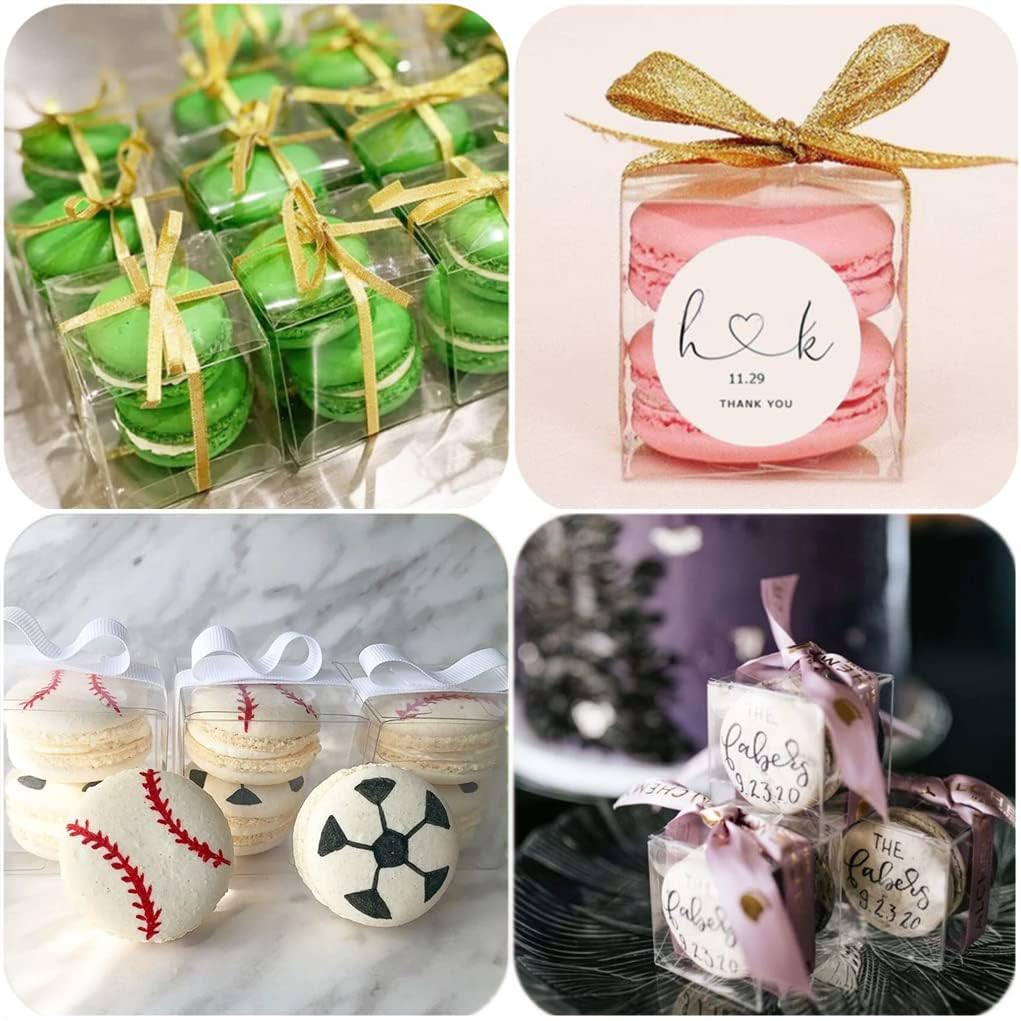 JOERSH 2x2x2 Inches Clear Boxes for Favors with Gift Ribbons, 120 PCS Mini Transparent Cube Wedding Baby Shower Birthday Party Favor Boxes, Small Gifts Display Individual Macaron Box