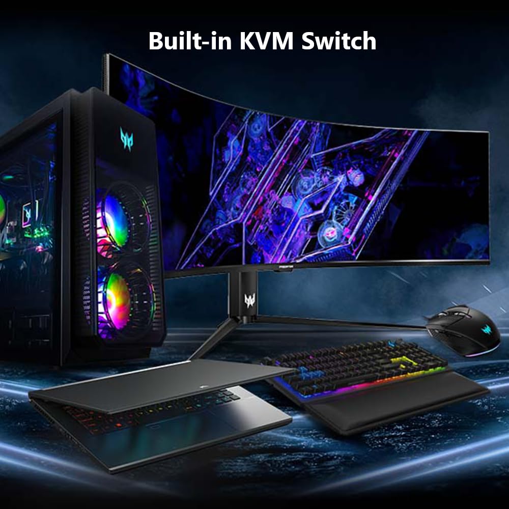 acer Predator Z57 | 57" DUHD 7680 x 2160 Mini LED 1000R Curved Gaming Monitor | AMD FreeSync Premium | 120Hz | 1ms | VESA DisplayHDR 1000| DCI-P3 98% | KVM Switch | USB Type-C, DP 1.4 & 2 x HDMI 2.1