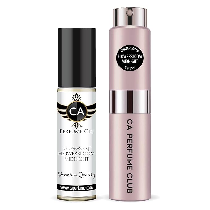 CA Perfume Duo Impression of Flowerbloom Midnight For Women Perfume Layering Set Long Lasting Travel Size EDP + Body Oil Roll-On Bottle 0.27 Fl Oz+0.33 Fl Oz