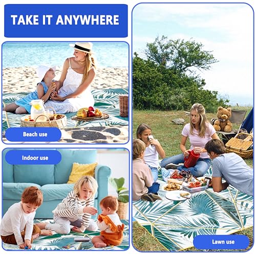 SHANQUAN Picnic Blanket, 59''x79'' Large Waterproof Sandproof Foldable Picnic Mat, Grass Lawn Park Blanket for Family Camp...