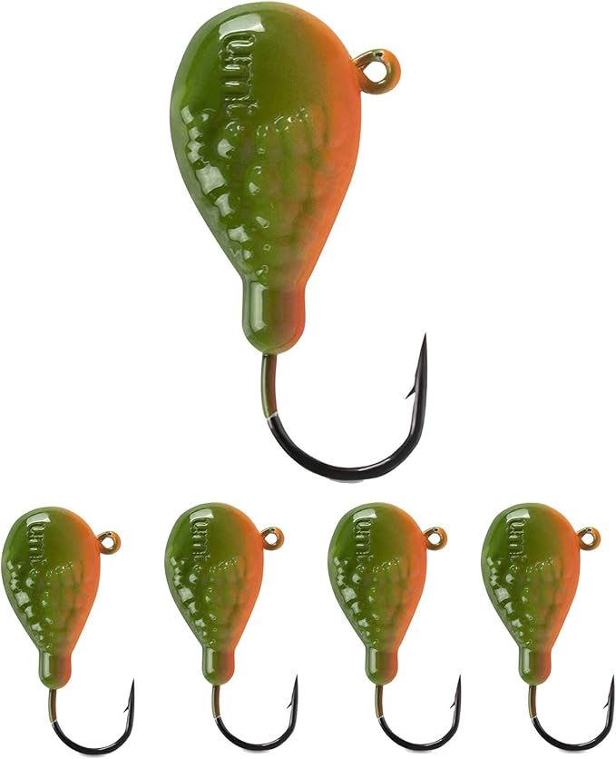UMT Flat Head 1.5oz Rockaway Wrecker Blackfish Jig Orange/Green – for Blackfish, Porgy, Fluke, Sea Bass – 1, 5, 10 Pack Bu...