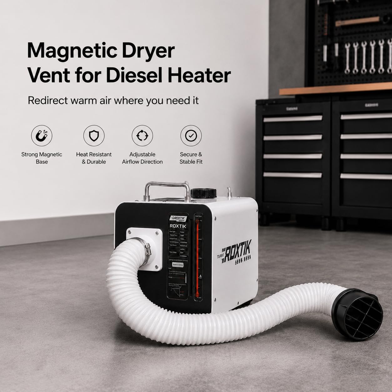 RDXTIK 9L Diesel Heater with Magnetic Duct, 8KW 12V/24V/110V/240V All in One Diesel Heater with LCD Switch, Remote Control, Muffler for Truck, RV, Home, Car, Campers, Boat, White