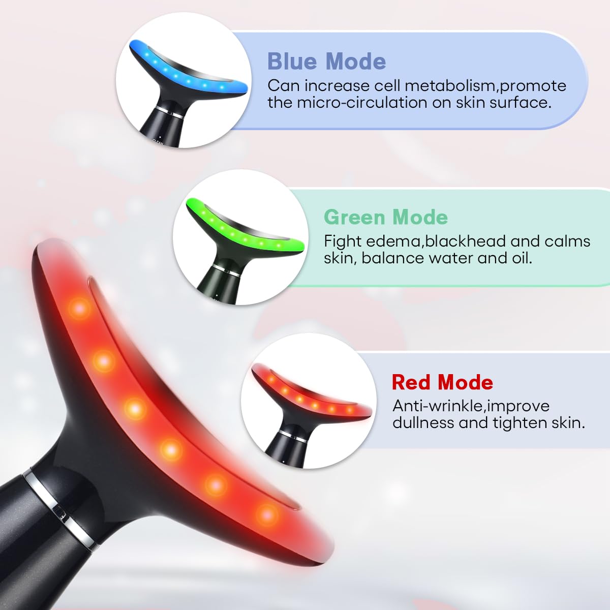 LATME Facial Massager,Neck Face Massager Tool,3 Mode Massage with Heat,Portable Beauty Instrument for Skin Care Women Gift (Blac
