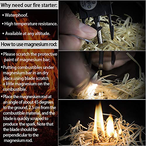 Daarcin Survival Paracord Bracelet,Fire Starter,Waterproof SOS Light, Compass, Whistle, Adjustable AK87 20 in 1,Outdoor Ul...
