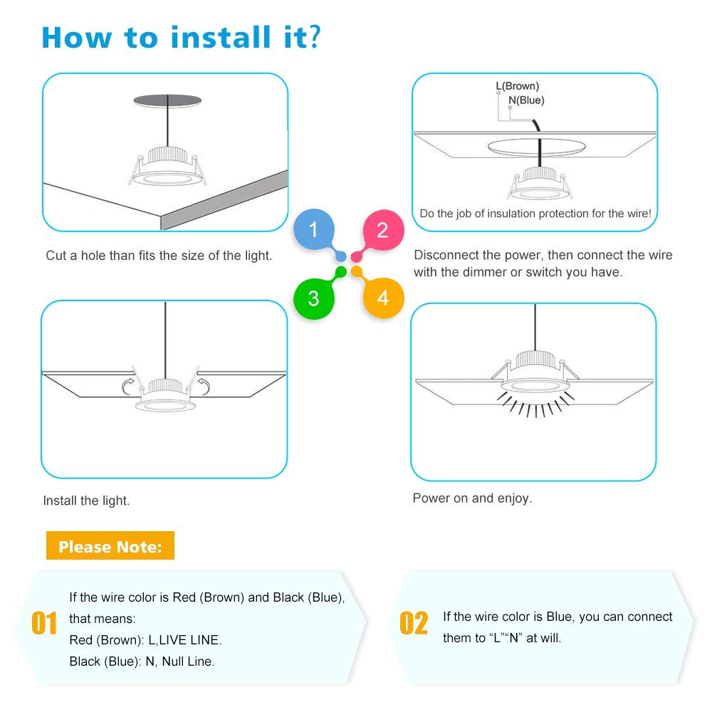 2 Inch LED Downlight, Recessed Lighting Dimmable Ceiling Light, 3W, 4000K Natural White, CRI80 with LED Driver(35W Halogen Equivalent), 4 Pack