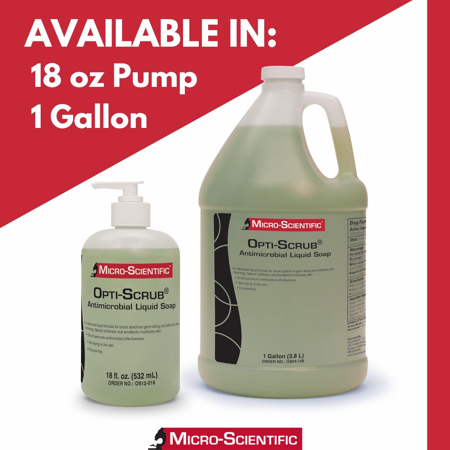 Micro-Scientific OS04-128 Opti-Scrub Antimicrobial Liquid Soap, Broad Spectrum, Non-Drying, 1 gallon