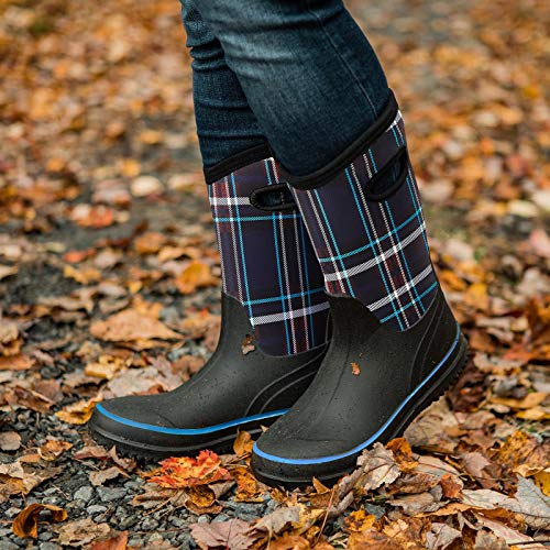 HISEA Women Mud Boots, Neoprene Rubber Garden Shoes Waterproof Mid Calf Rain Boots for Outdoor
