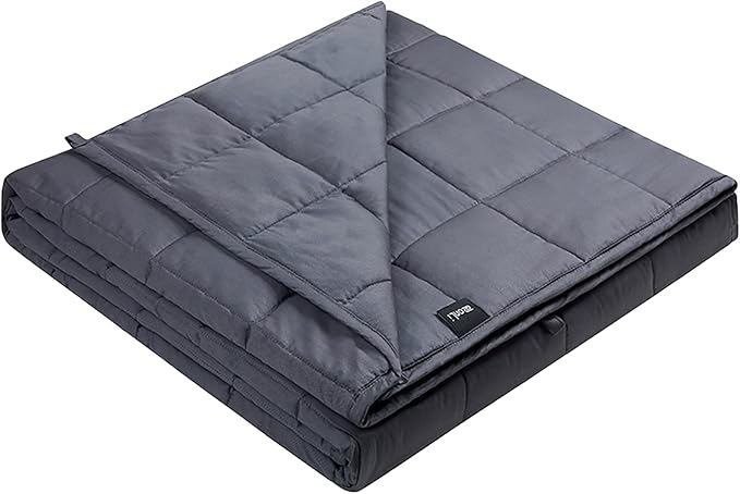 ZonLi Weighted Blanket (60"x80", 15lbs, Dark Grey) Queen Size Weighted Blanket for Adults, High Breathability Cooling Heavy Blanket, Soft Material with Premium Glass Beads, All-Season, Easy Care