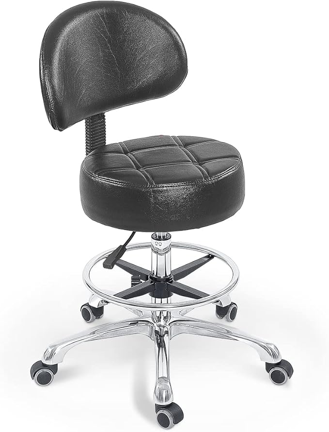 Grace&Grace Height Adjustable Swivel Stool with Extra Large Extra Thick Seat for Ultimate Comfort for Salon, Studio, Shop, Kitchen