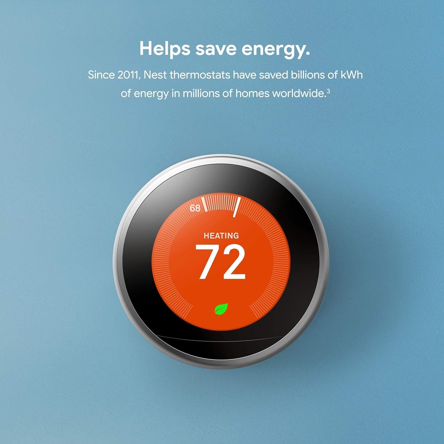 Google Nest Learning Thermostat - 3rd Gen - Programmable Smart Thermostat for Home - Compatible with Alexa (Stainless Steel)