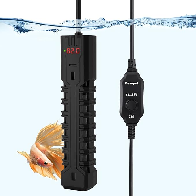 Devopet 200W Aquarium Heater, Adjustable Fish Tank Heater, with Digital Display, Overheat Protection & Dry Run Protection,...