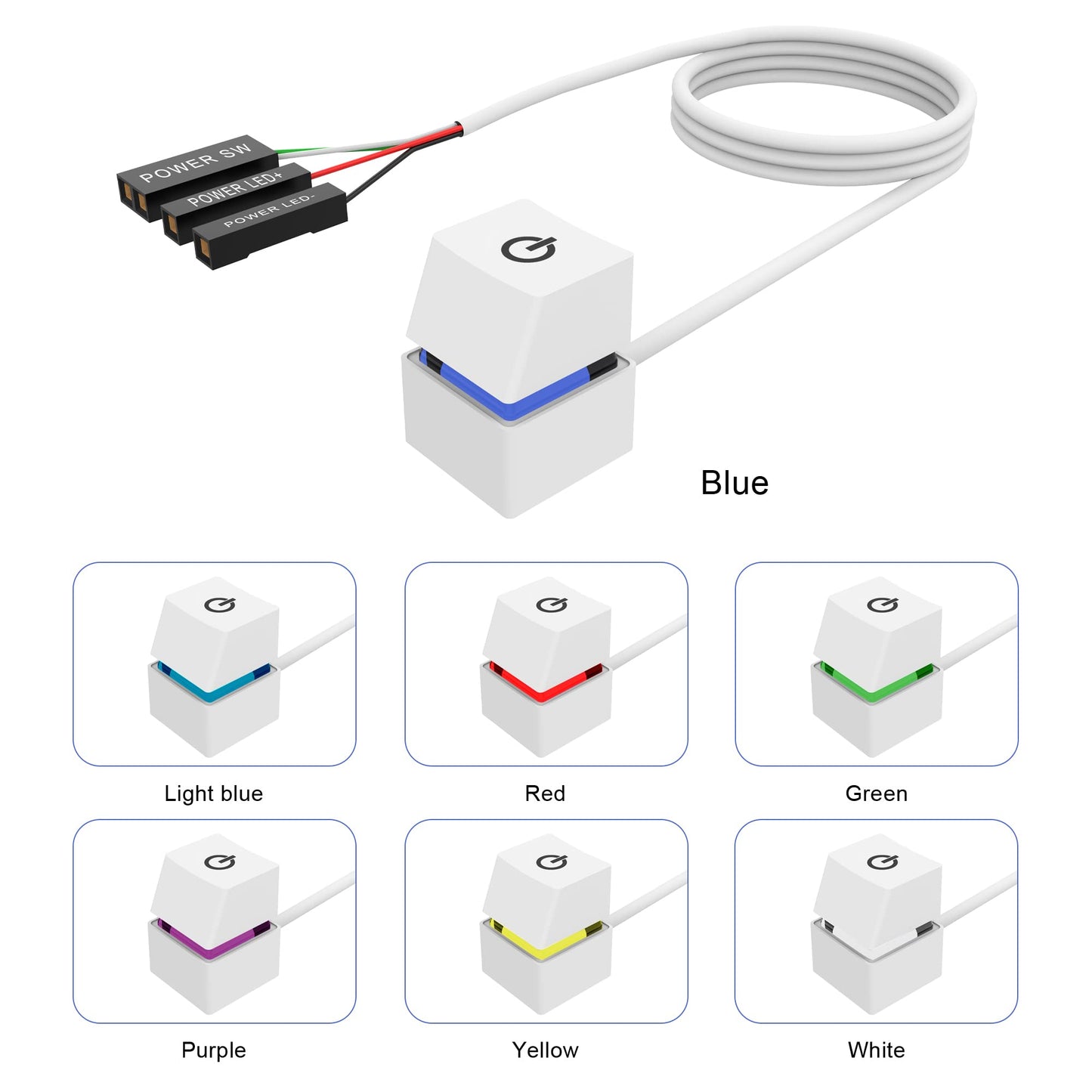 Azmxdvp Desktop Computer Power Switch - External Remote Start Pc Motherboard Power On/Off Switch Button Extension Cable 2M Lengt