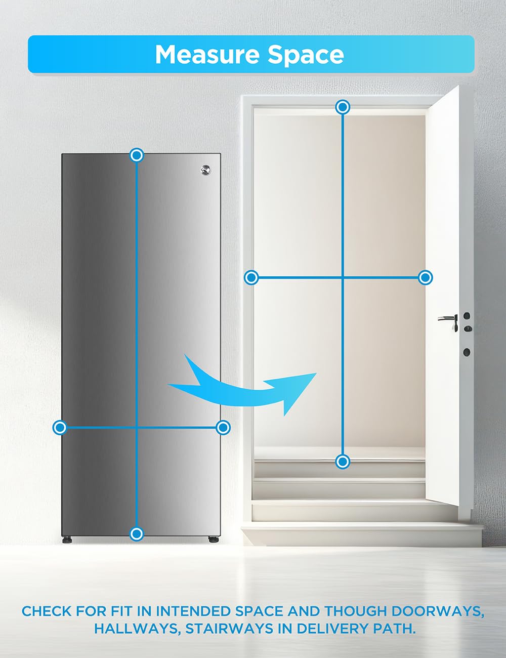 Commercial Cool 16.4 Cu. Ft. Convertible Freezer Refrigerator, Upright Fridge with Glass Shelves, Reversible Door, ENERGY STAR rated, Auto Defrost, CCUC1640GS, Stainless Look