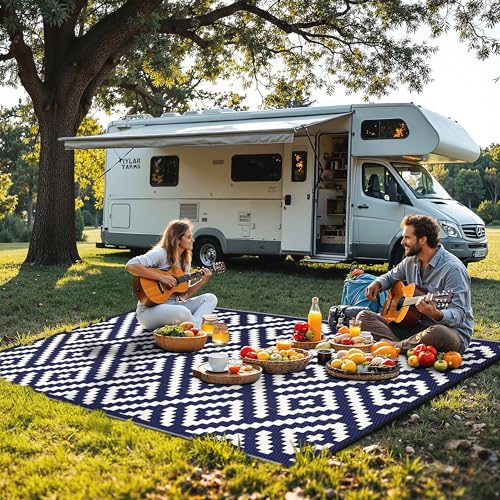 sarben Outdoor Rug for Patio - Waterproof Plastic Straw Camping Rugs 6x9 ft, Reversible Outdoor Indoor RV Mat Carpet for P...
