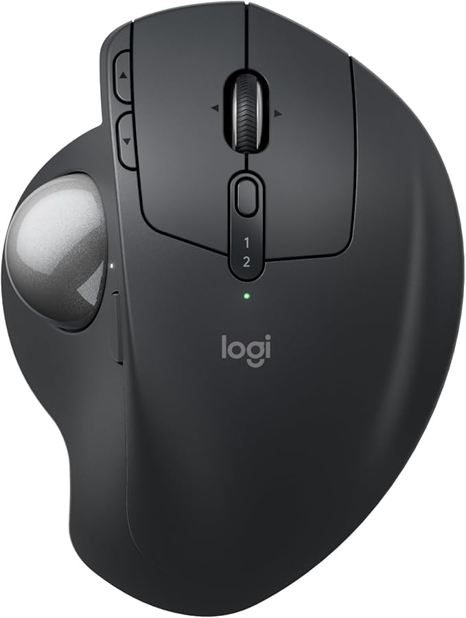 Logitech MX Ergo S Advanced Wireless Trackball Mouse, USB-C Rechargeable Wireless Ergonomic Mouse with Bluetooth and Encry...