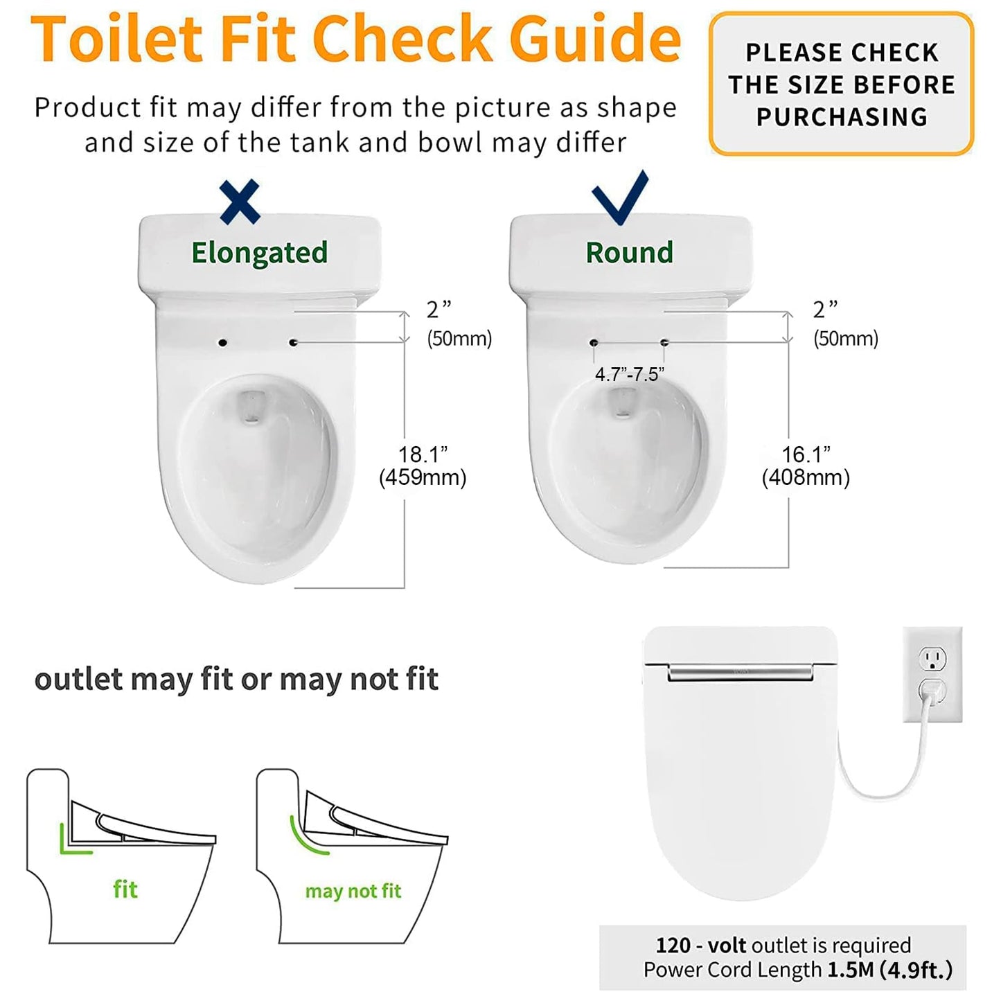 LINKLIFE Bidet Toilet Seat Electric Warm Water Bidet with Warm Air Drying, Heated Seat Bidets with Self-cleaning Nozzle Temperature Adjustable White (Round)