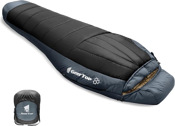 GEERTOP Portable Mummy Sleeping Bag with Graphene Lining for Adults Cold Weather 27°F to 40°F, Lightweight & Water-Resista...