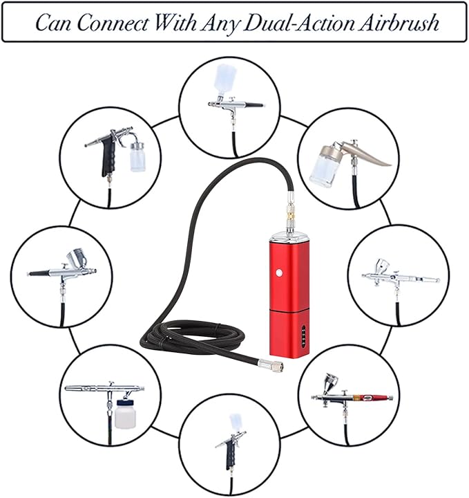 Casubaris Airbrush kit with Compressor Portable Cordless Airbrush kit,Rechargeable auto Stop Dual Action air Brush Pen,Match Different Airbrush Gun for Barbers Model Painting Nail Art Craft Makeup