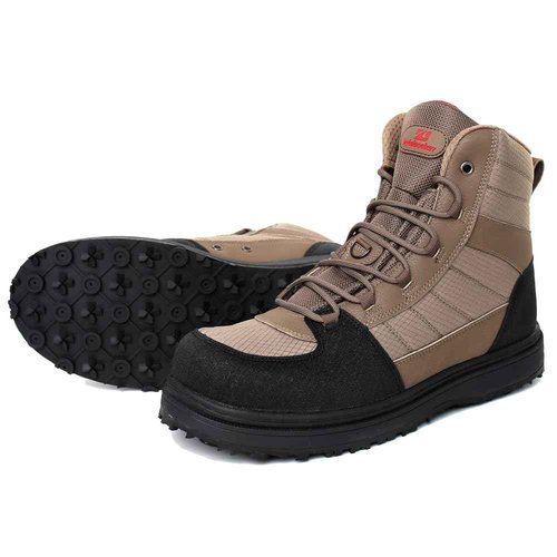 Kylebooker Men’s Wading Boots Lightweight Anti-Slip Rubber Bottom Fly Fishing Wading Shoes Khaki (Rubber Sole, 12)