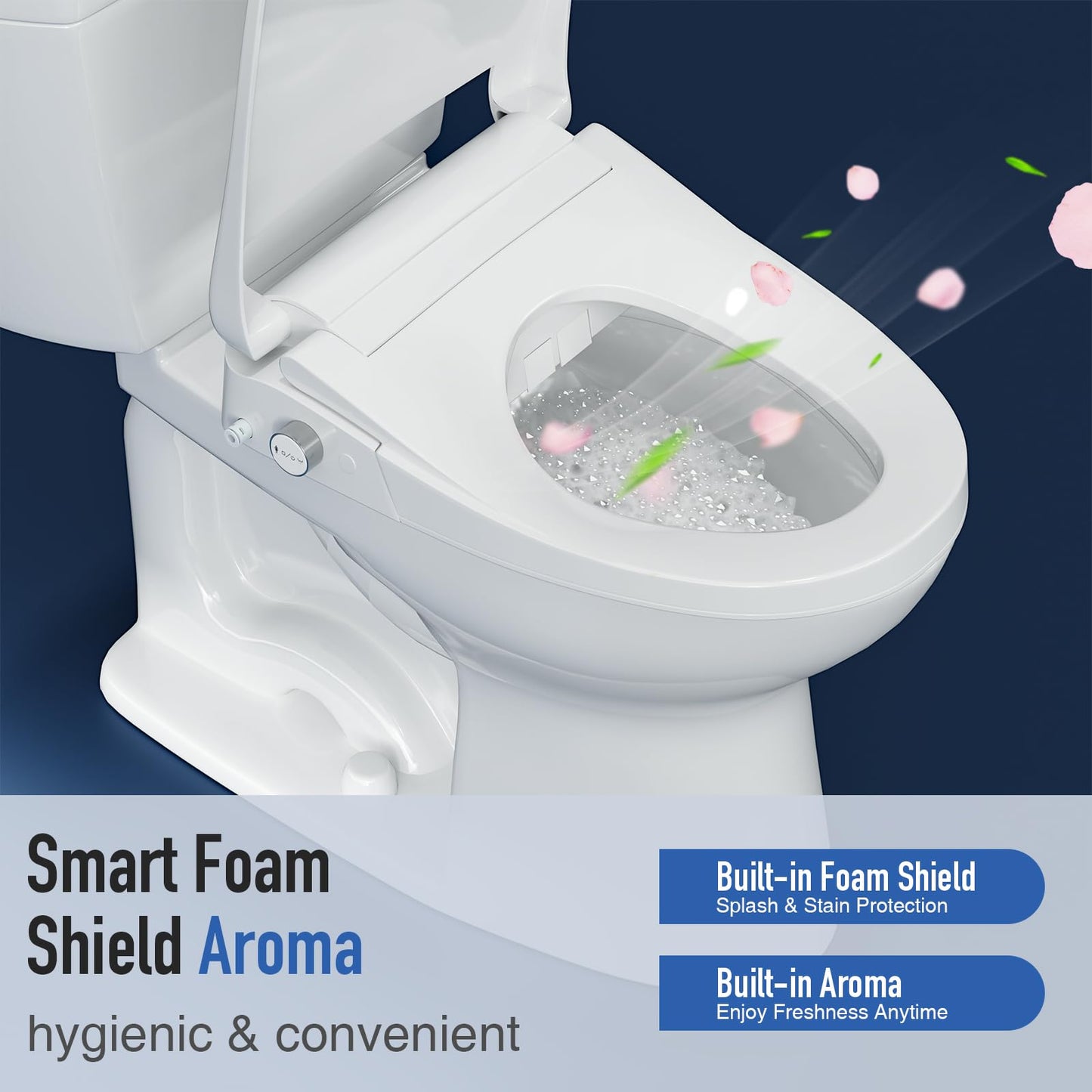 ZingPOP Smart Toilet with Bidet Built In, Bubble Shield, Heated Bidet Seat with Warm Water & Dryer, Radar Sensor Auto Open/Close, LED Temp Display, Electric Bidet Toilet Seat for Bathroom