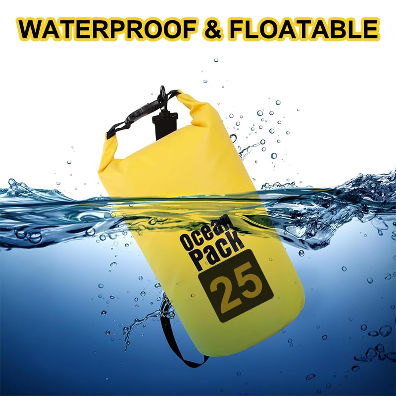 Waterproof Dry Bag, 25L Roll Top Waterproof Backpack Sack Keeps Gear Dry, Lightweight Storage Bag Backpack for Travel Swim...