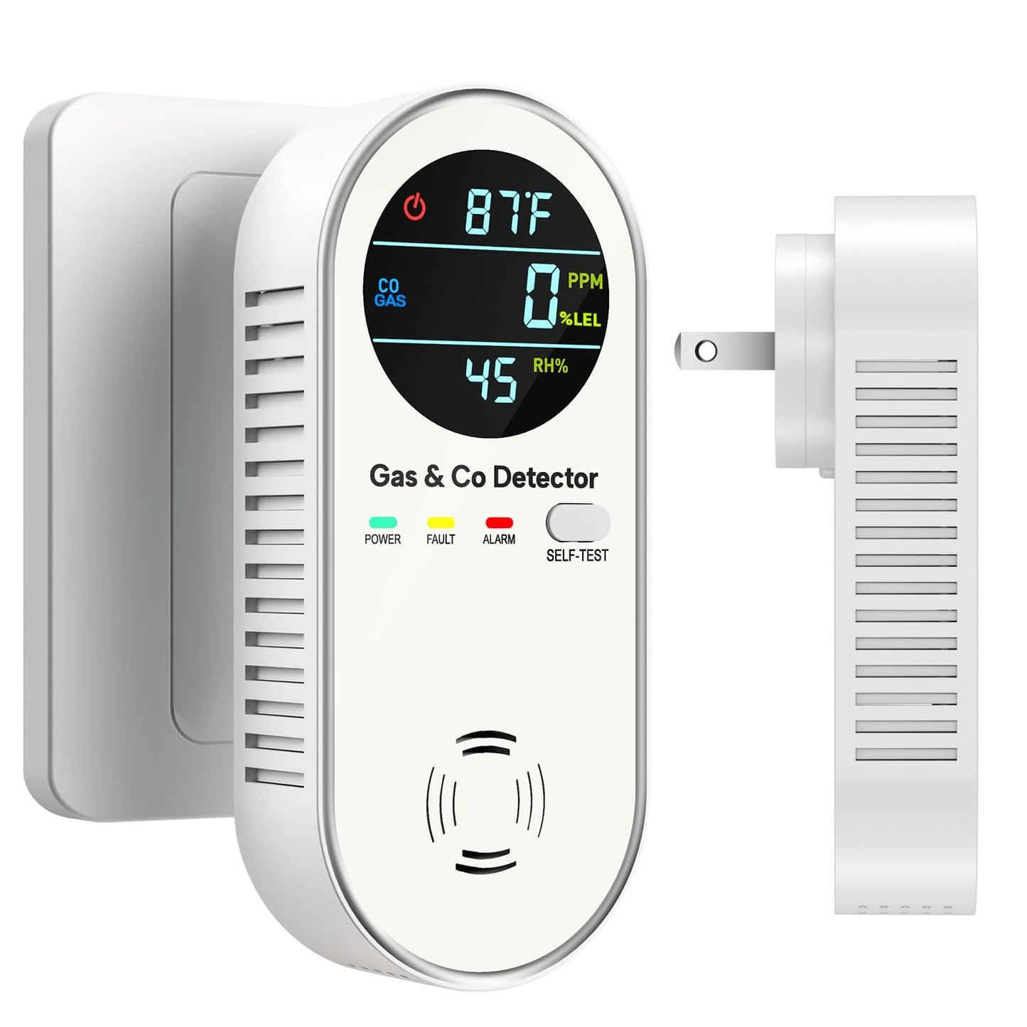 NICGOL 4-in-1 Upgraded Natural Gas Detector & Carbon Monoxide Detectors - Carbon Monoxide Detectors Plug in - Natural Gas, Propane, Co Detector, Temperature & Humidity Detectors for Home, RV (White)
