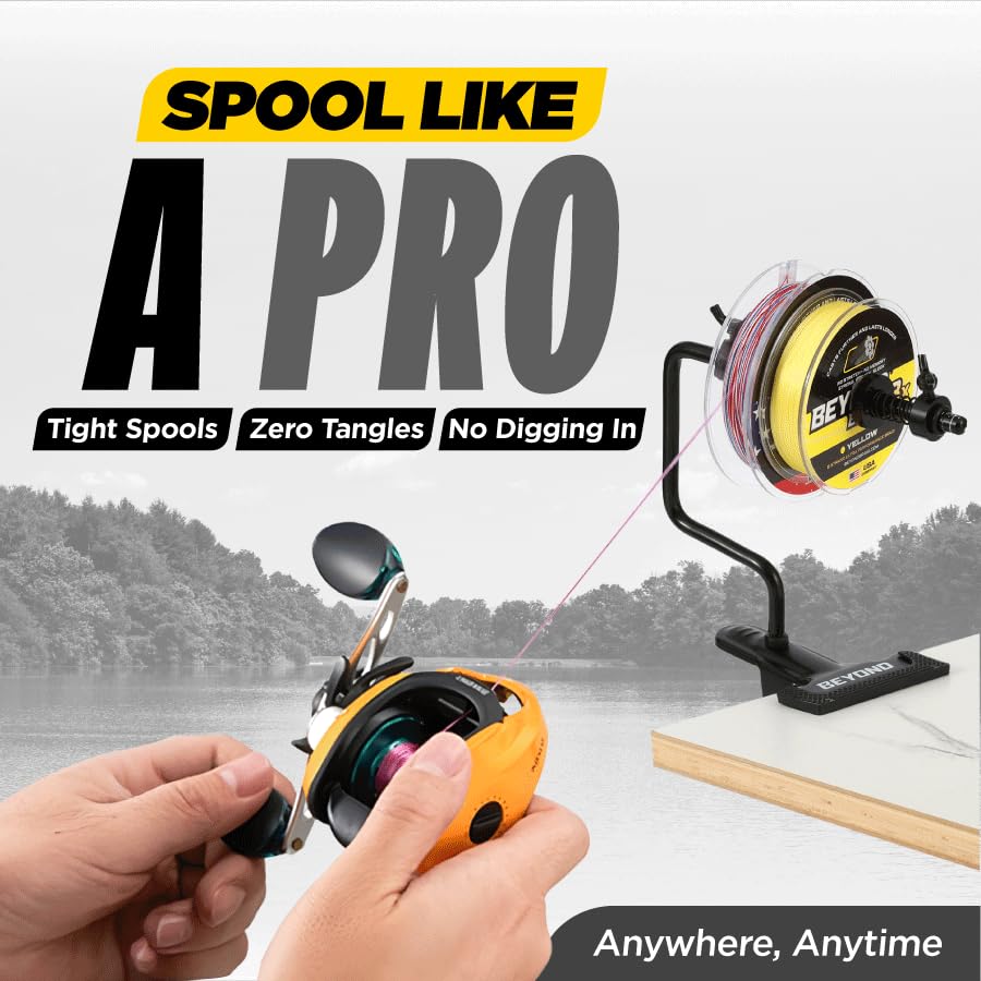 Beyond Braid EZ Fishing Line Spooler – Portable Table Mounted Reel Spooler for Spinning & Baitcasting Reels – Adjustable t...
