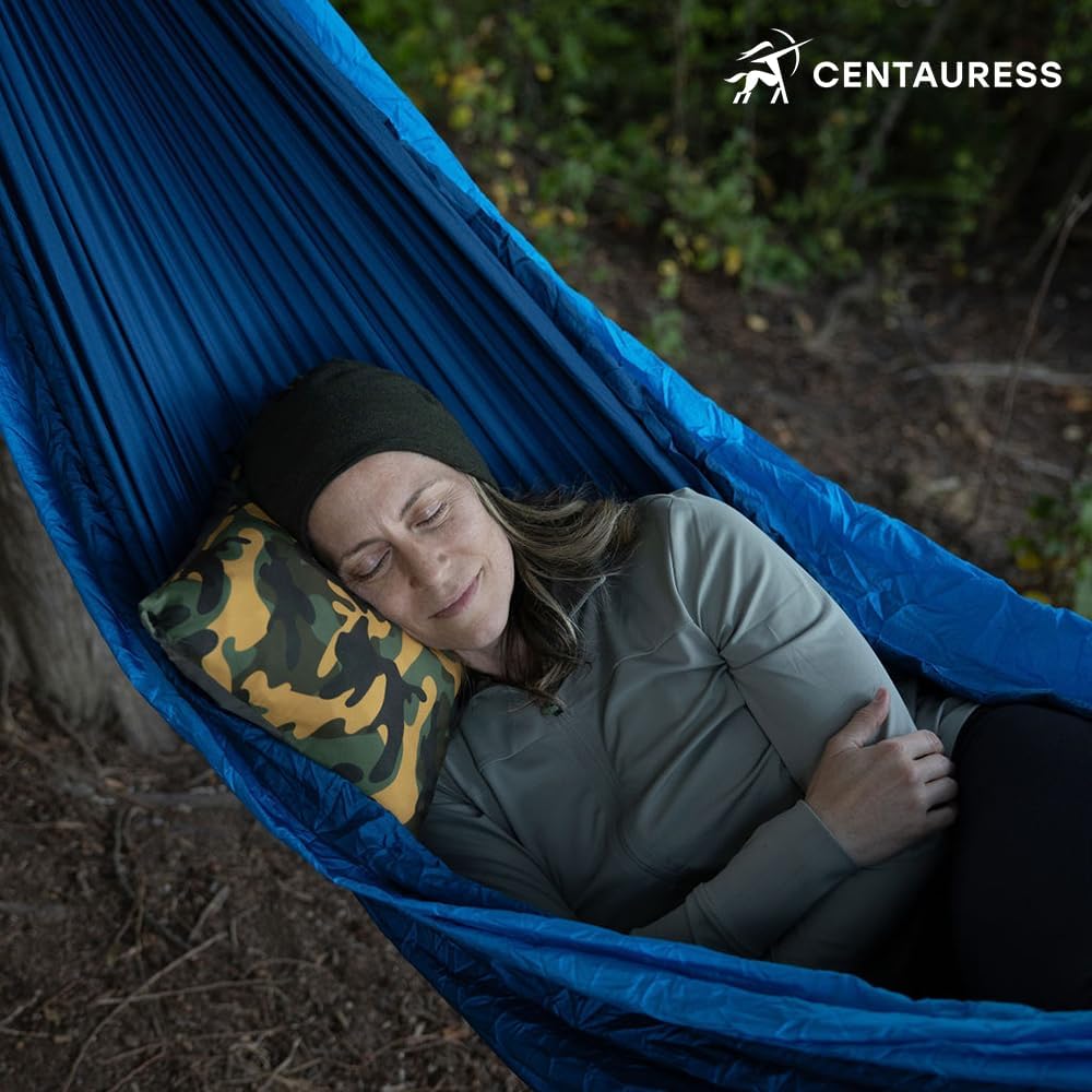 Centauress Small Backpacking Camping Pillow | Camp Pillow w/Machine-Washable Cover | Packable Travel Pillow w/Pouch + Strap | Hammock Pillow | Hiking Pillow | Camping Gear & Accessories